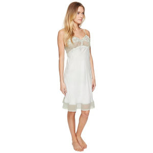 NWT Free People Georgia Cream and Pale Green Lace Slip Chemise!